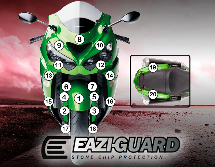 Eazi-Guard Paint Protection Film for Kawasaki ZX-14R, gloss or matte