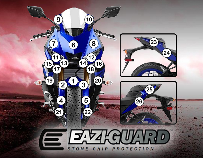 Eazi-Guard Paint Protection Film for Yamaha YZF-R3 2019, gloss or matte